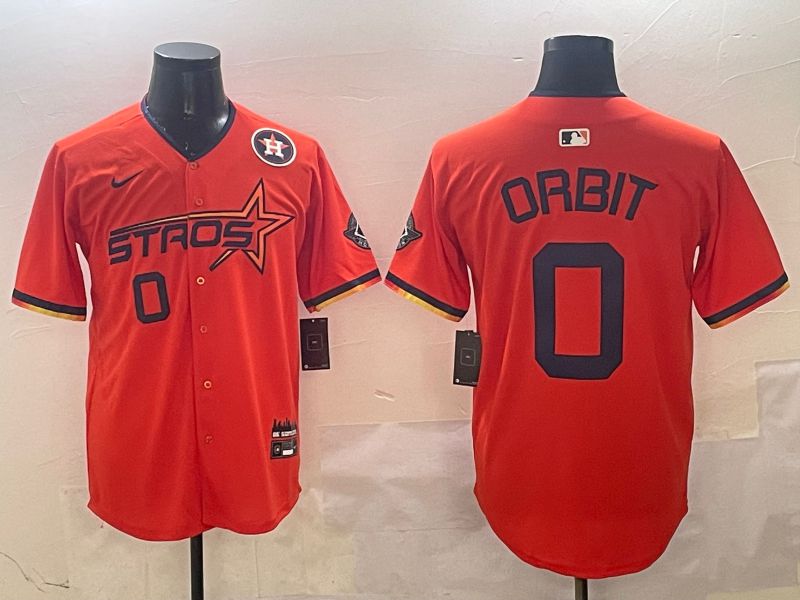 Men Houston Astros #0 Orbit Orange Three generations Joint Name 2025 Nike MLB Jersey style 1->houston astros->MLB Jersey